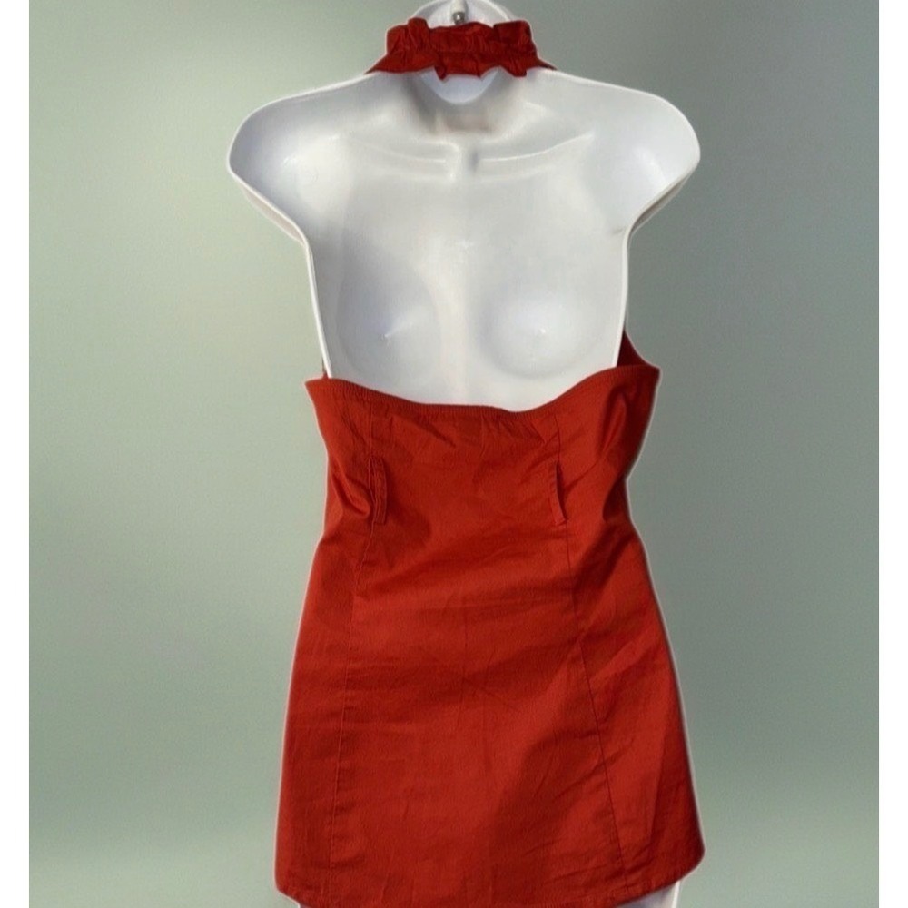 HeartSoul Halter Top Women Large Red Ruffle Neck Cotton Spandex Chic Blouse Boho - Picture 13 of 14